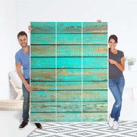 Folie für Möbel Wooden Aqua - IKEA Pax Schrank 201 cm Höhe - 3 Türen - Folie