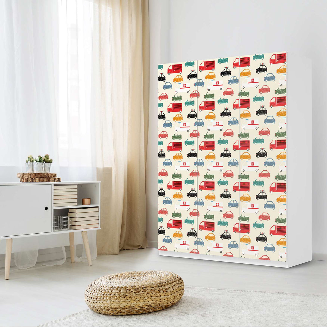 Folie für Möbel Cars - IKEA Pax Schrank 201 cm Höhe - 3 Türen - Kinderzimmer