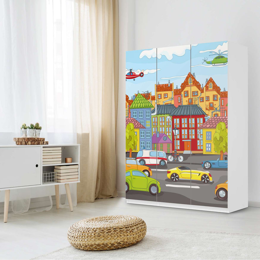 Folie für Möbel City Life - IKEA Pax Schrank 201 cm Höhe - 3 Türen - Kinderzimmer