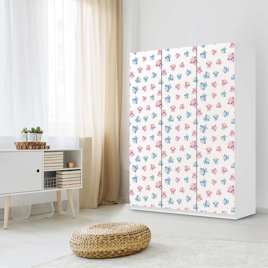Folie für Möbel Eulenparty - IKEA Pax Schrank 201 cm Höhe - 3 Türen - Kinderzimmer
