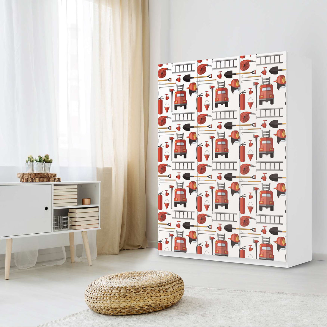 Folie für Möbel Firefighter - IKEA Pax Schrank 201 cm Höhe - 3 Türen - Kinderzimmer