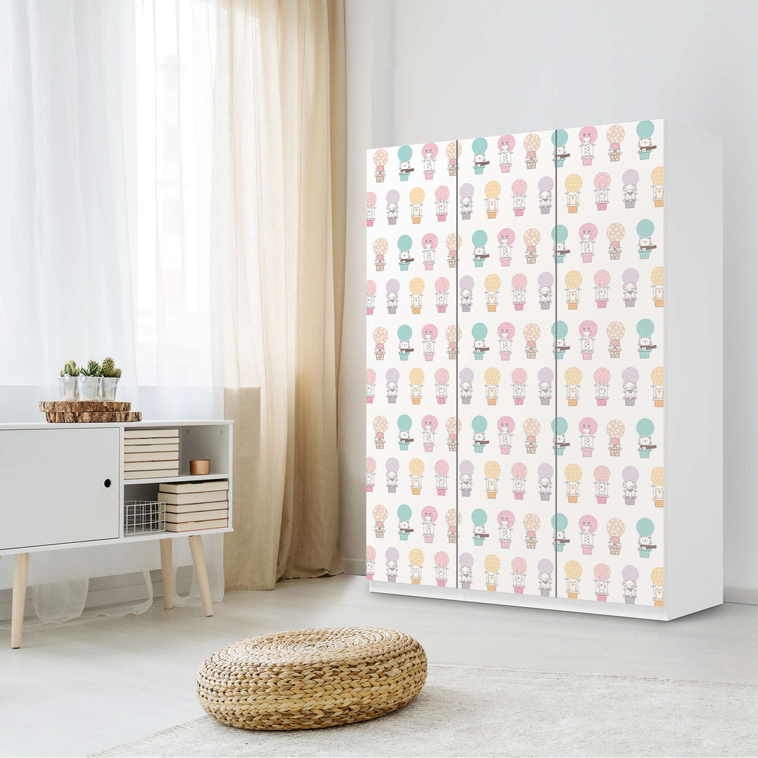 Folie für Möbel Flying Animals - IKEA Pax Schrank 201 cm Höhe - 3 Türen - Kinderzimmer