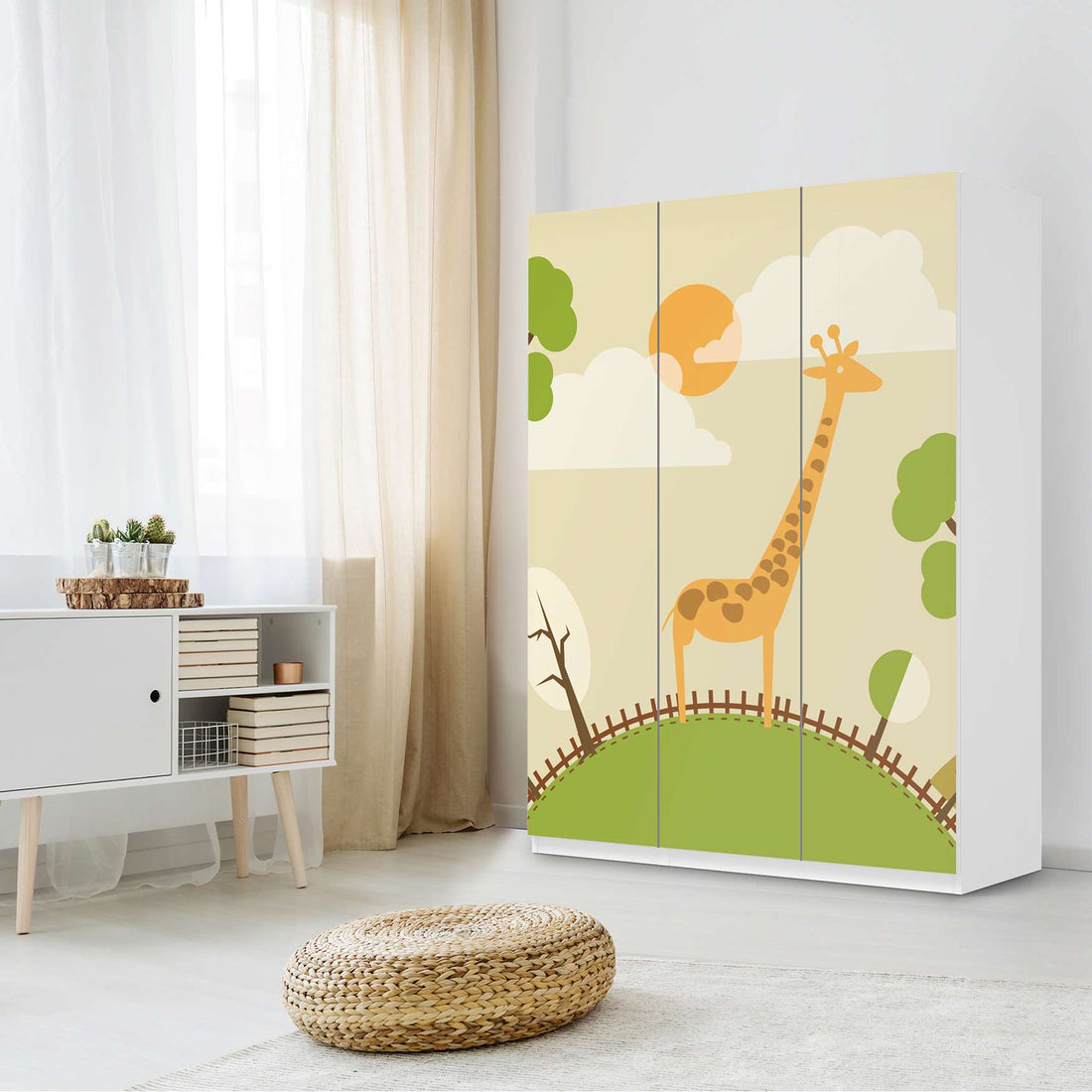 Folie für Möbel Mountain Giraffe - IKEA Pax Schrank 201 cm Höhe - 3 Türen - Kinderzimmer