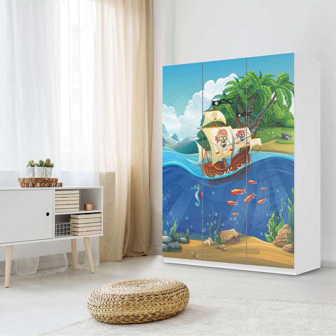 Folie für Möbel Pirates - IKEA Pax Schrank 201 cm Höhe - 3 Türen - Kinderzimmer