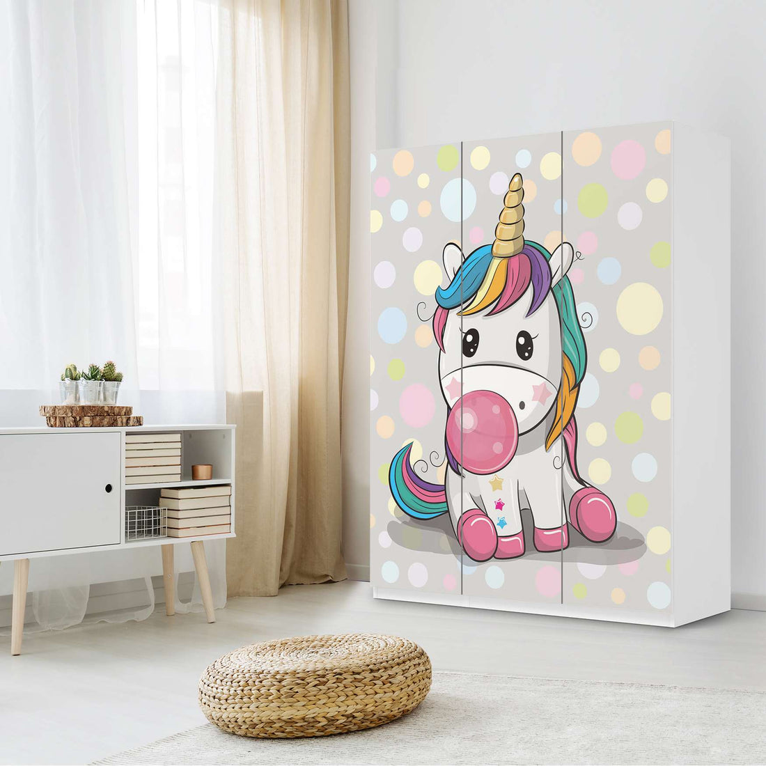 Folie für Möbel Rainbow das Einhorn - IKEA Pax Schrank 201 cm Höhe - 3 Türen - Kinderzimmer