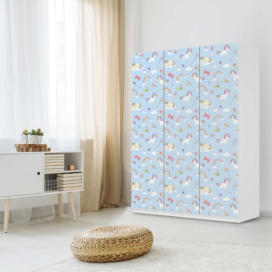 Folie für Möbel Rainbow Unicorn - IKEA Pax Schrank 201 cm Höhe - 3 Türen - Kinderzimmer