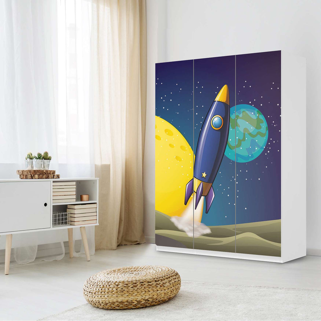 Folie für Möbel Space Rocket - IKEA Pax Schrank 201 cm Höhe - 3 Türen - Kinderzimmer