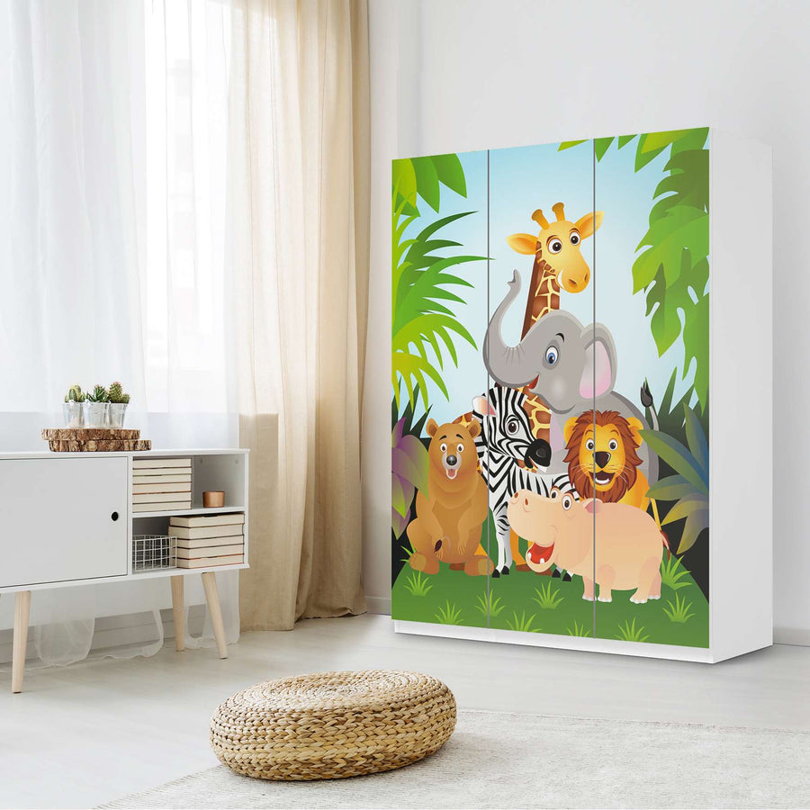 Folie für Möbel Wild Animals - IKEA Pax Schrank 201 cm Höhe - 3 Türen - Kinderzimmer
