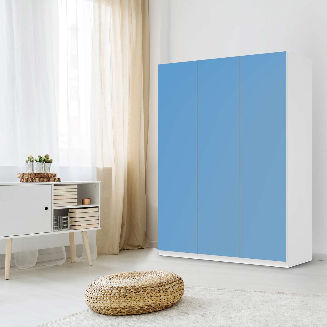 Folie für Möbel Blau Light - IKEA Pax Schrank 201 cm Höhe - 3 Türen - Schlafzimmer