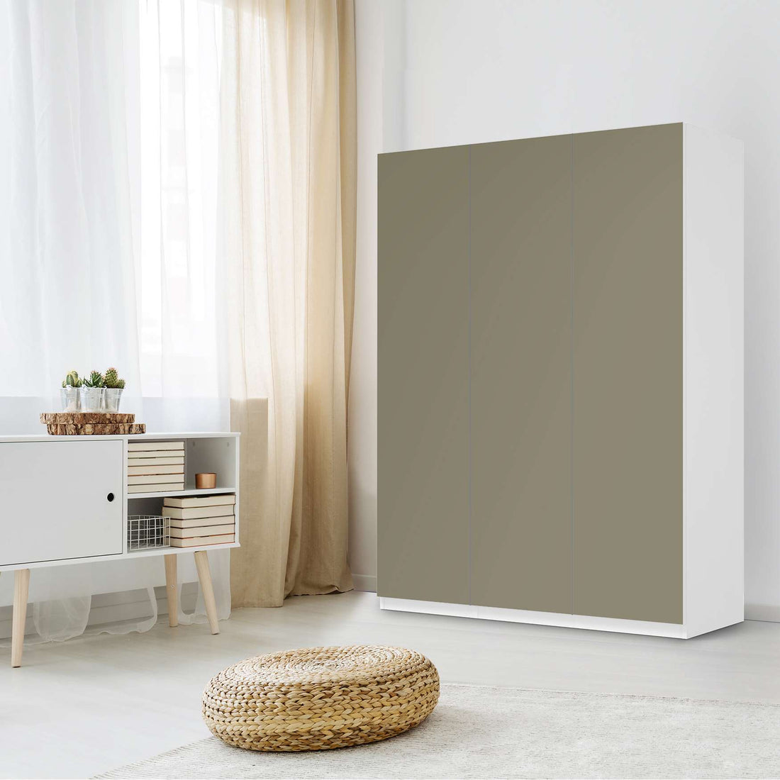 Folie für Möbel Braungrau Light - IKEA Pax Schrank 201 cm Höhe - 3 Türen - Schlafzimmer