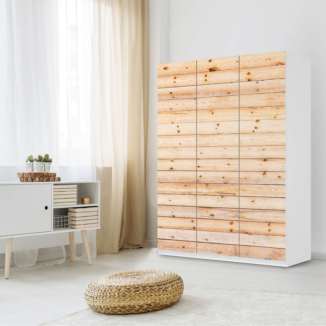 Folie für Möbel Bright Planks - IKEA Pax Schrank 201 cm Höhe - 3 Türen - Schlafzimmer