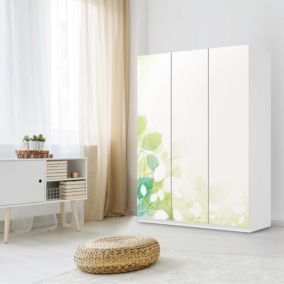 Folie für Möbel Flower Light - IKEA Pax Schrank 201 cm Höhe - 3 Türen - Schlafzimmer