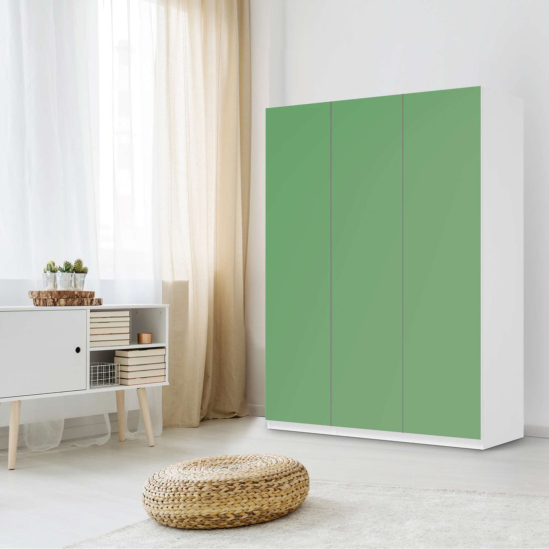 Folie für Möbel Grün Light - IKEA Pax Schrank 201 cm Höhe - 3 Türen - Schlafzimmer