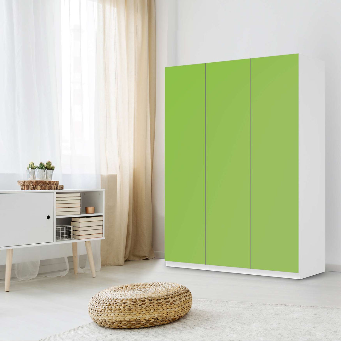 Folie für Möbel Hellgrün Dark - IKEA Pax Schrank 201 cm Höhe - 3 Türen - Schlafzimmer
