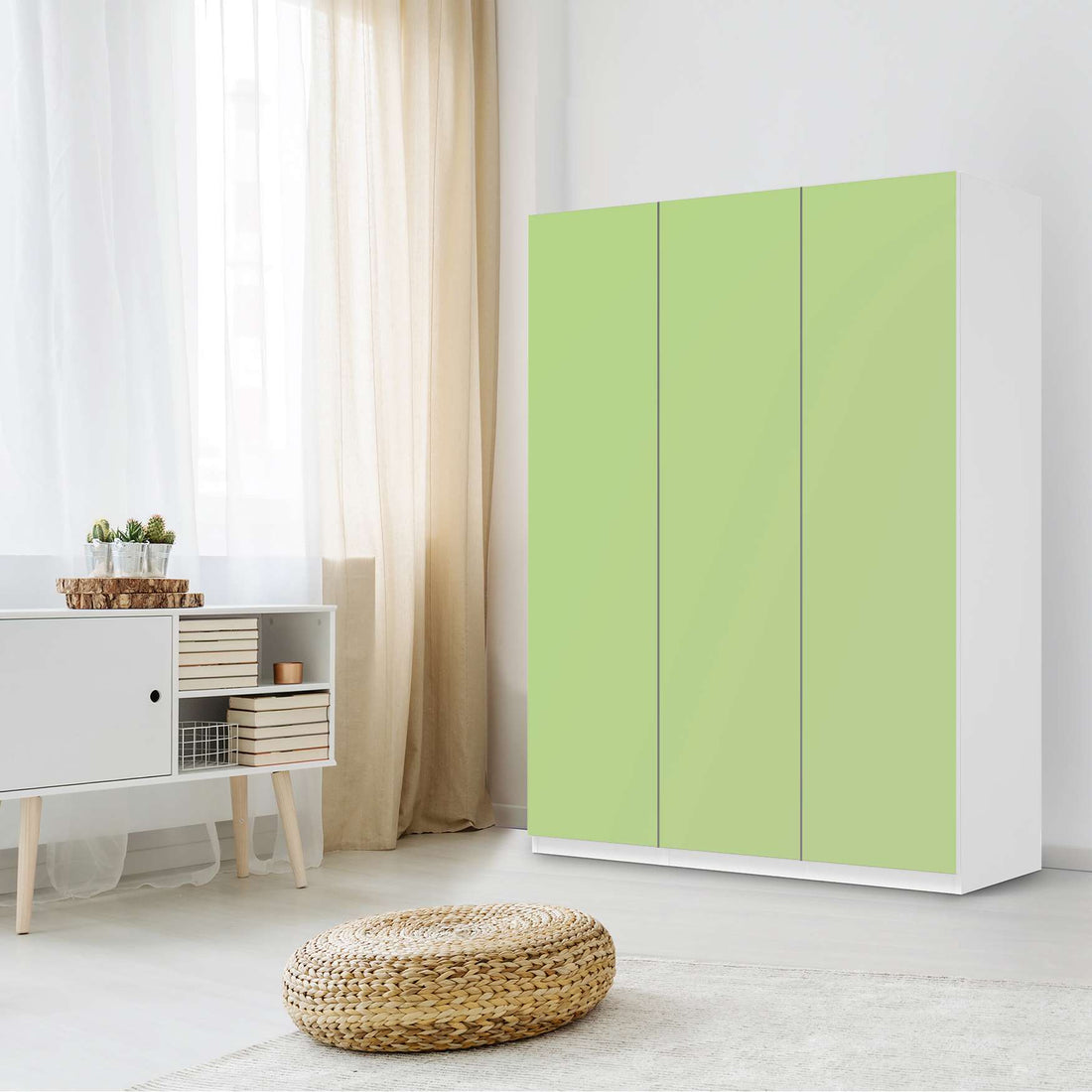 Folie für Möbel Hellgrün Light - IKEA Pax Schrank 201 cm Höhe - 3 Türen - Schlafzimmer