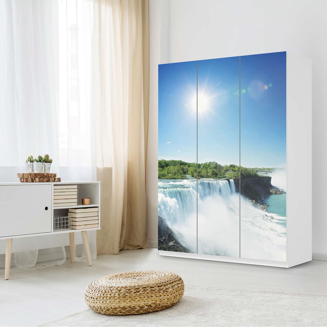 Folie für Möbel Niagara Falls - IKEA Pax Schrank 201 cm Höhe - 3 Türen - Schlafzimmer