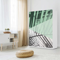 Folie für Möbel Palmen mint - IKEA Pax Schrank 201 cm Höhe - 3 Türen - Schlafzimmer