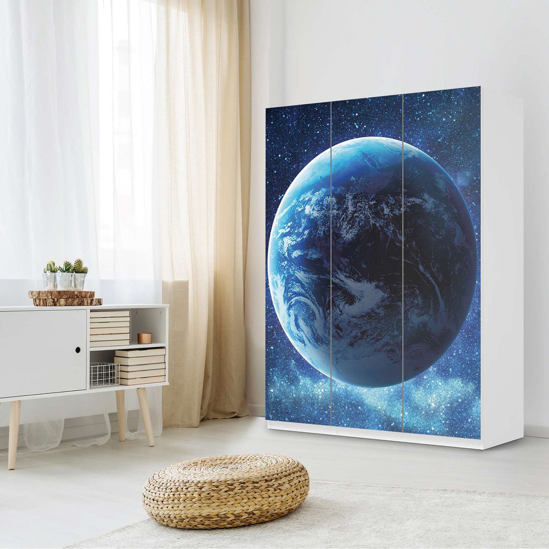 Folie für Möbel Planet Blue - IKEA Pax Schrank 201 cm Höhe - 3 Türen - Schlafzimmer