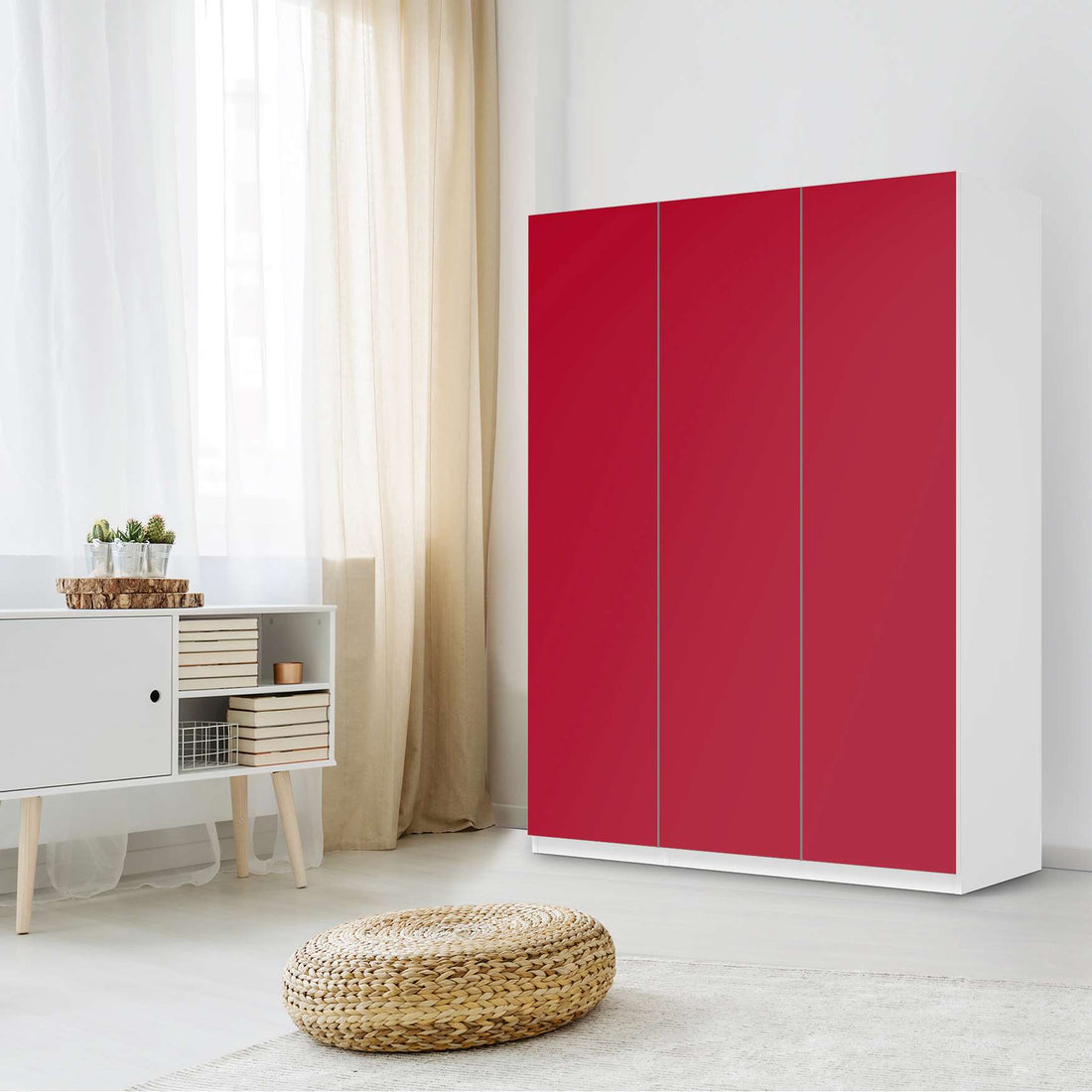 Folie für Möbel Rot Dark - IKEA Pax Schrank 201 cm Höhe - 3 Türen - Schlafzimmer