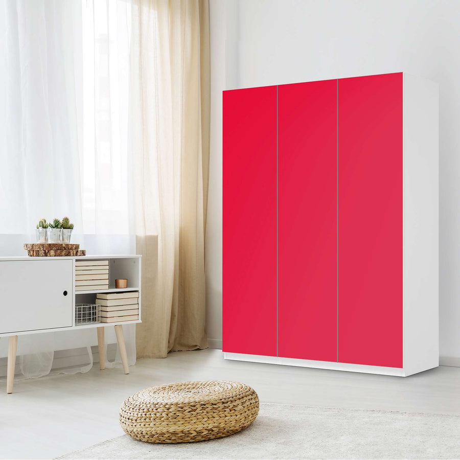 Folie für Möbel Rot Light - IKEA Pax Schrank 201 cm Höhe - 3 Türen - Schlafzimmer