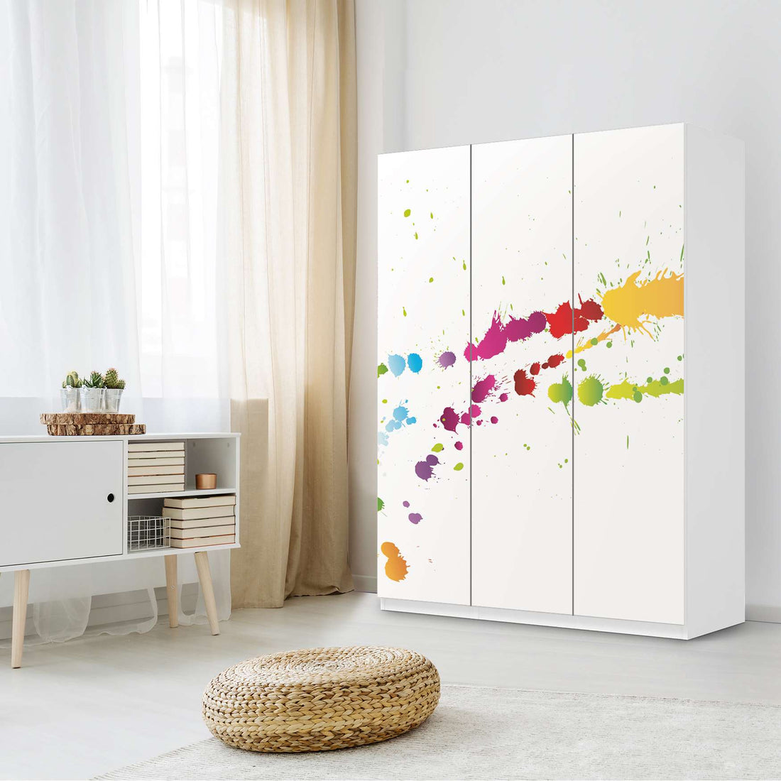 Folie für Möbel Splash 2 - IKEA Pax Schrank 201 cm Höhe - 3 Türen - Schlafzimmer