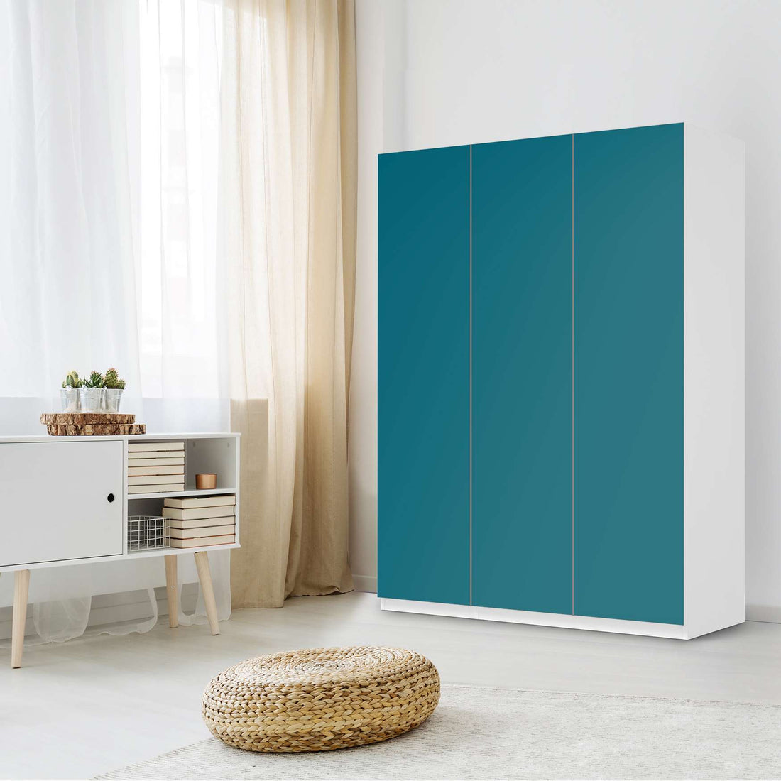 Folie für Möbel Türkisgrün Dark - IKEA Pax Schrank 201 cm Höhe - 3 Türen - Schlafzimmer