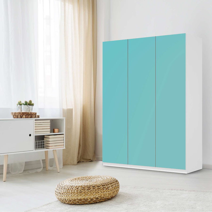 Folie für Möbel Türkisgrün Light - IKEA Pax Schrank 201 cm Höhe - 3 Türen - Schlafzimmer