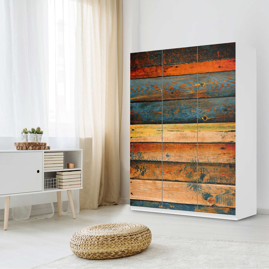 Folie für Möbel Wooden - IKEA Pax Schrank 201 cm Höhe - 3 Türen - Schlafzimmer