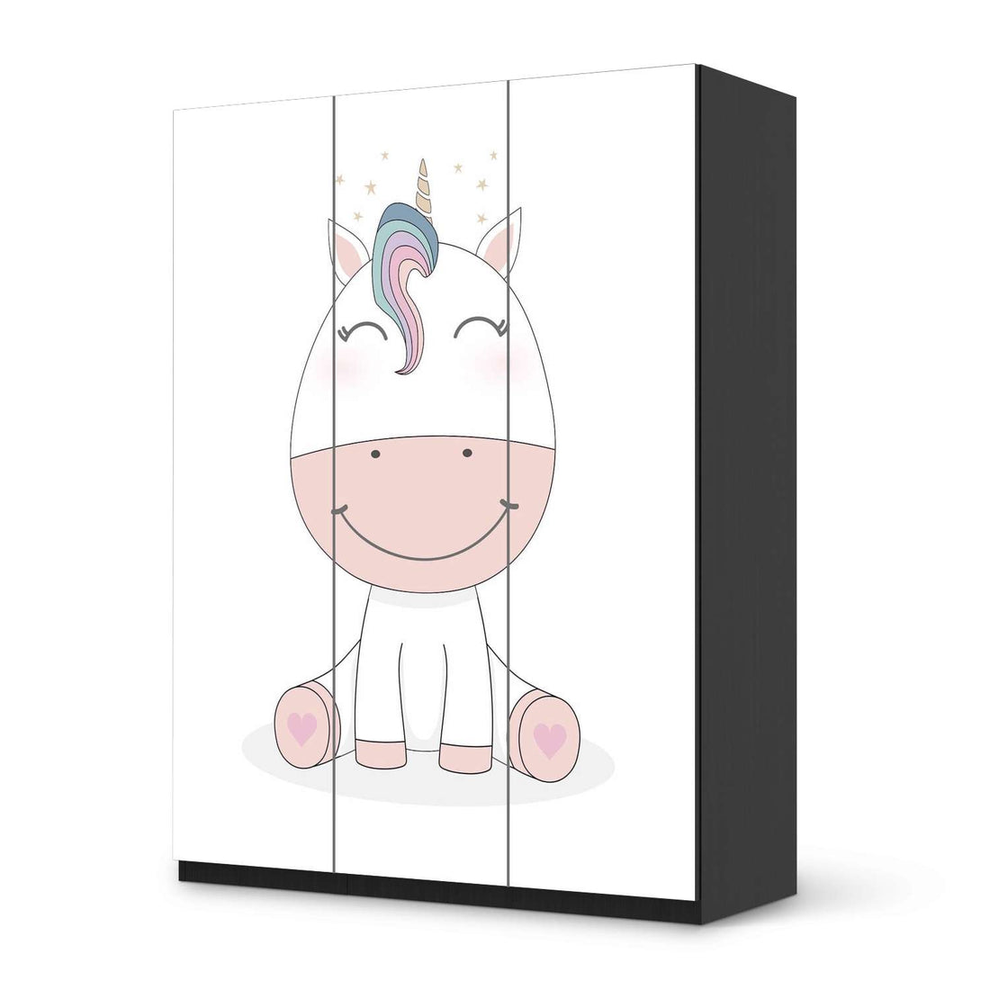 Folie für Möbel Baby Unicorn - IKEA Pax Schrank 201 cm Höhe - 3 Türen - schwarz