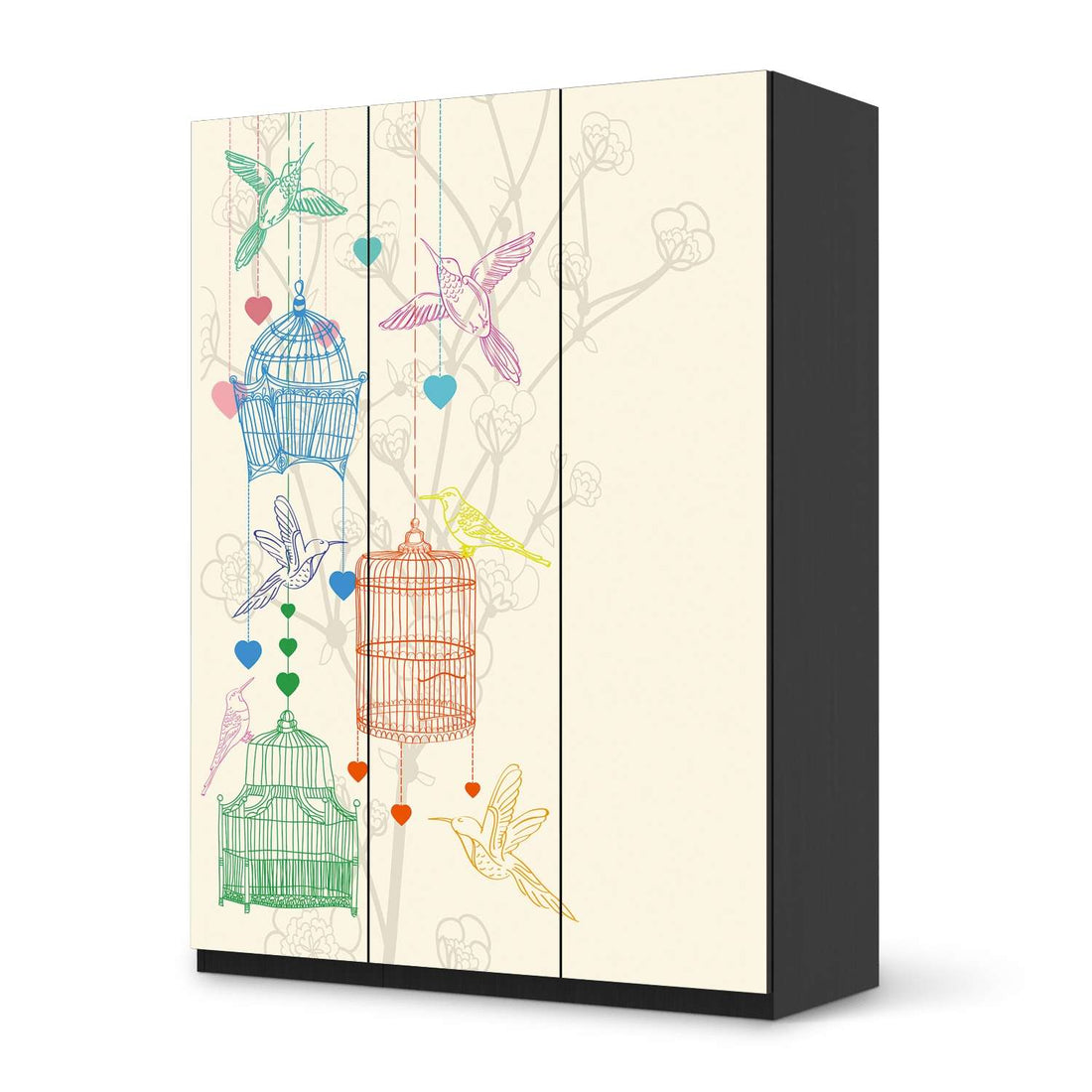 Folie für Möbel Birdcage - IKEA Pax Schrank 201 cm Höhe - 3 Türen - schwarz