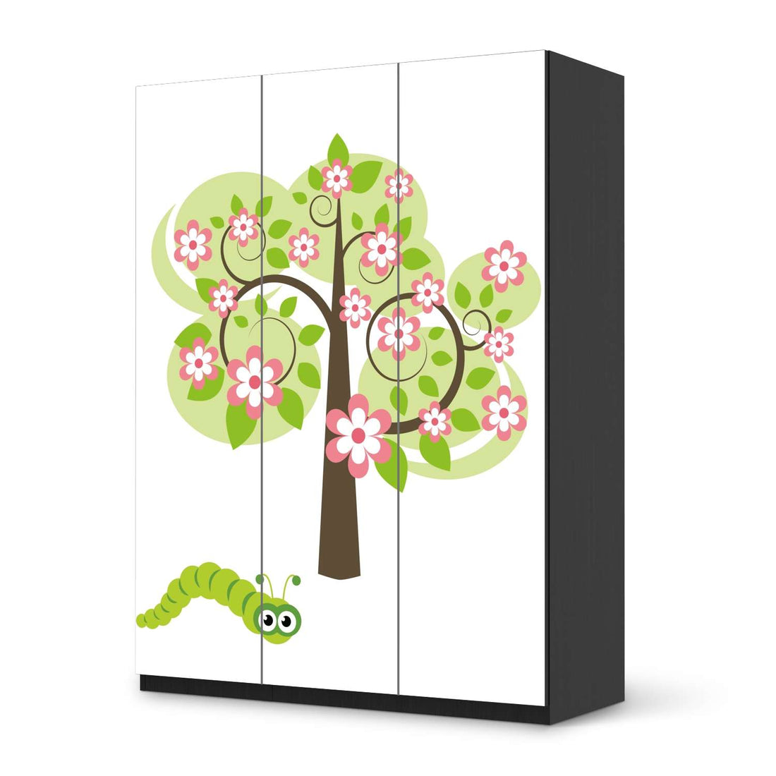 Folie für Möbel Blooming Tree - IKEA Pax Schrank 201 cm Höhe - 3 Türen - schwarz