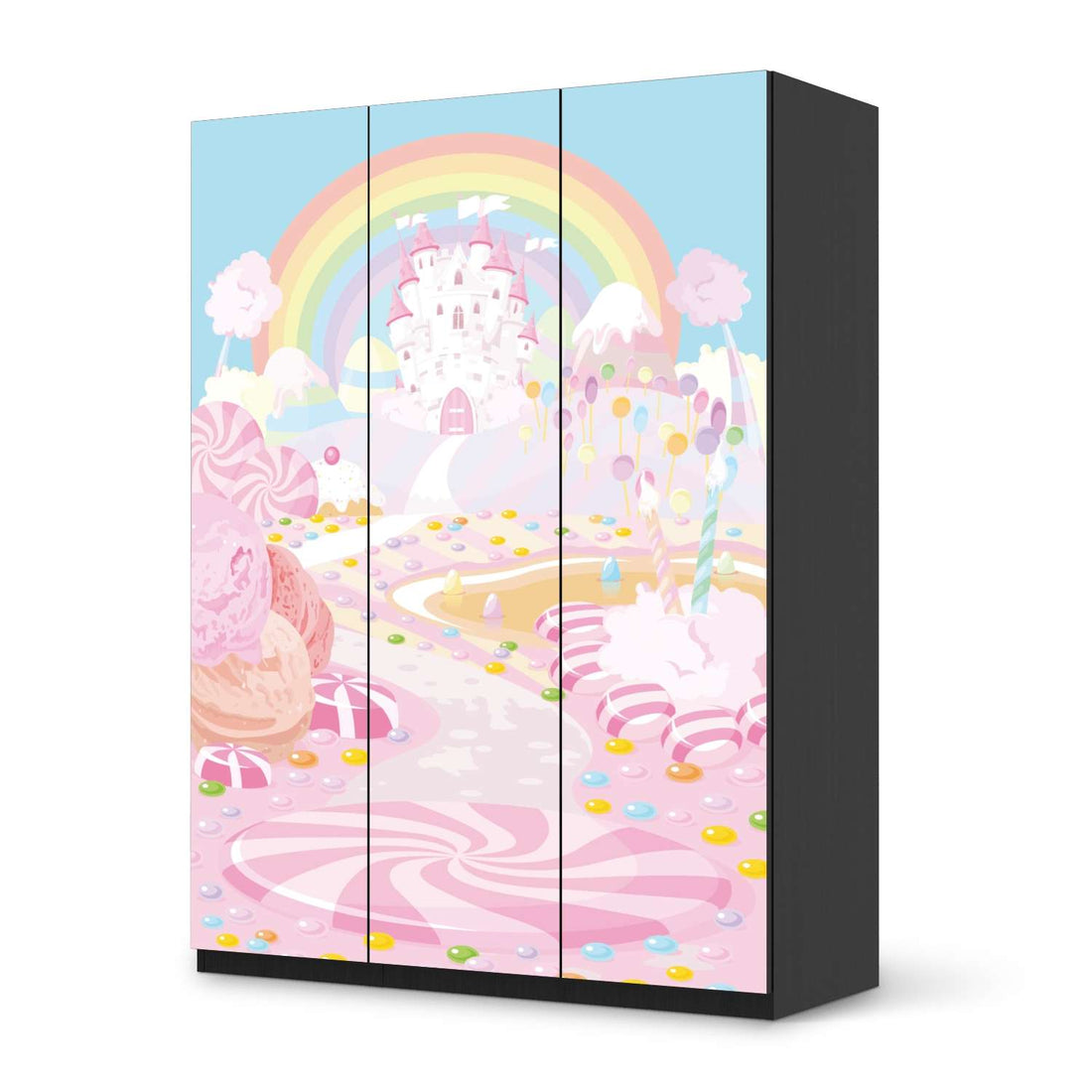 Folie für Möbel Candyland - IKEA Pax Schrank 201 cm Höhe - 3 Türen - schwarz