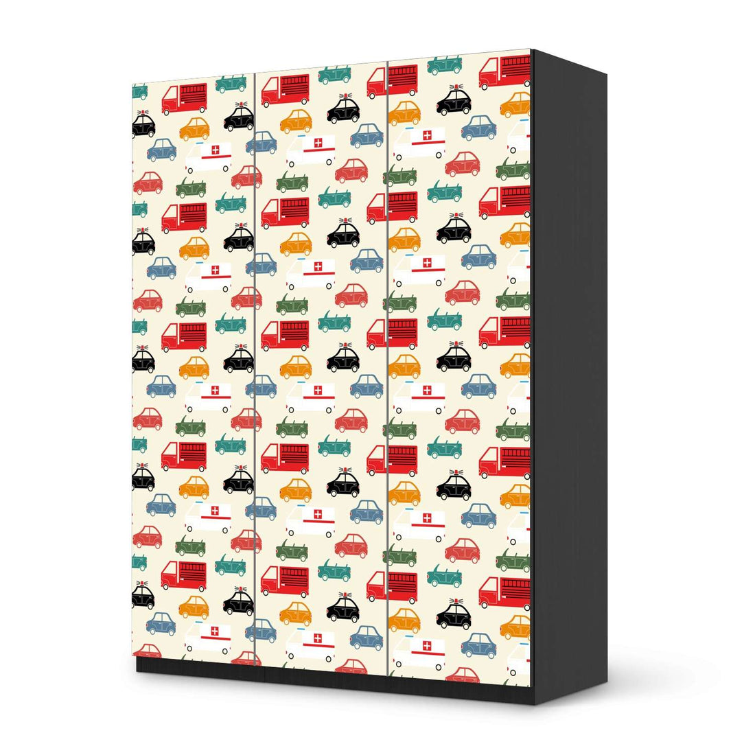 Folie für Möbel Cars - IKEA Pax Schrank 201 cm Höhe - 3 Türen - schwarz