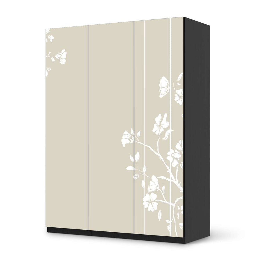 Folie für Möbel Florals Plain 3 - IKEA Pax Schrank 201 cm Höhe - 3 Türen - schwarz