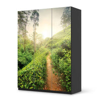 Folie für Möbel Green Tea Fields - IKEA Pax Schrank 201 cm Höhe - 3 Türen - schwarz