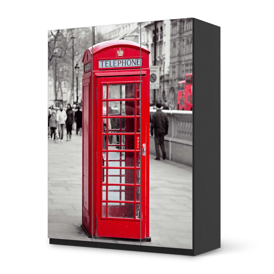 Folie für Möbel Phone Box - IKEA Pax Schrank 201 cm Höhe - 3 Türen - schwarz