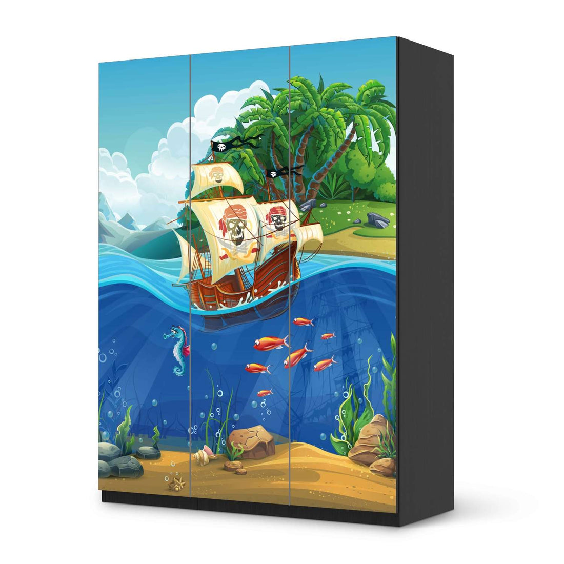 Folie für Möbel Pirates - IKEA Pax Schrank 201 cm Höhe - 3 Türen - schwarz