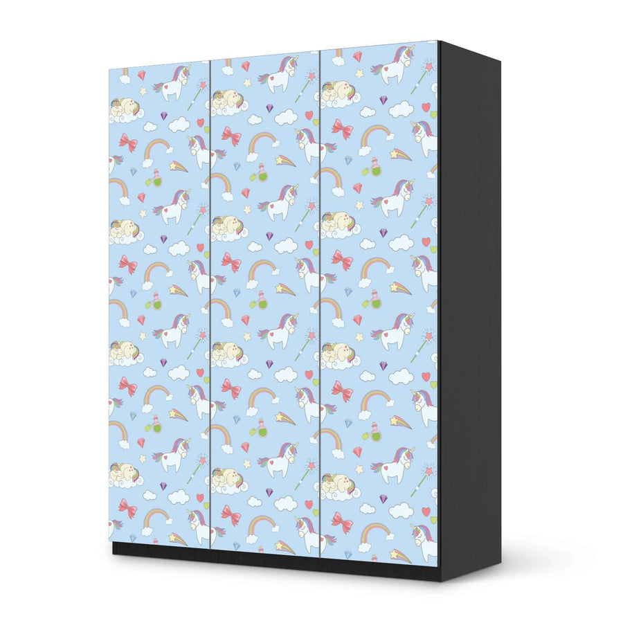 Folie für Möbel Rainbow Unicorn - IKEA Pax Schrank 201 cm Höhe - 3 Türen - schwarz