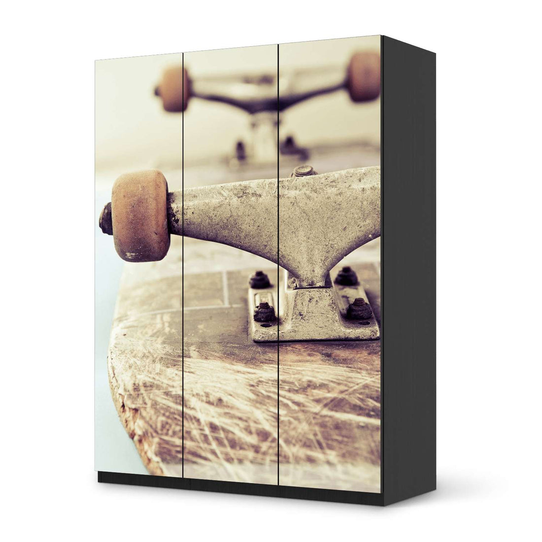 Folie für Möbel Skateboard - IKEA Pax Schrank 201 cm Höhe - 3 Türen - schwarz
