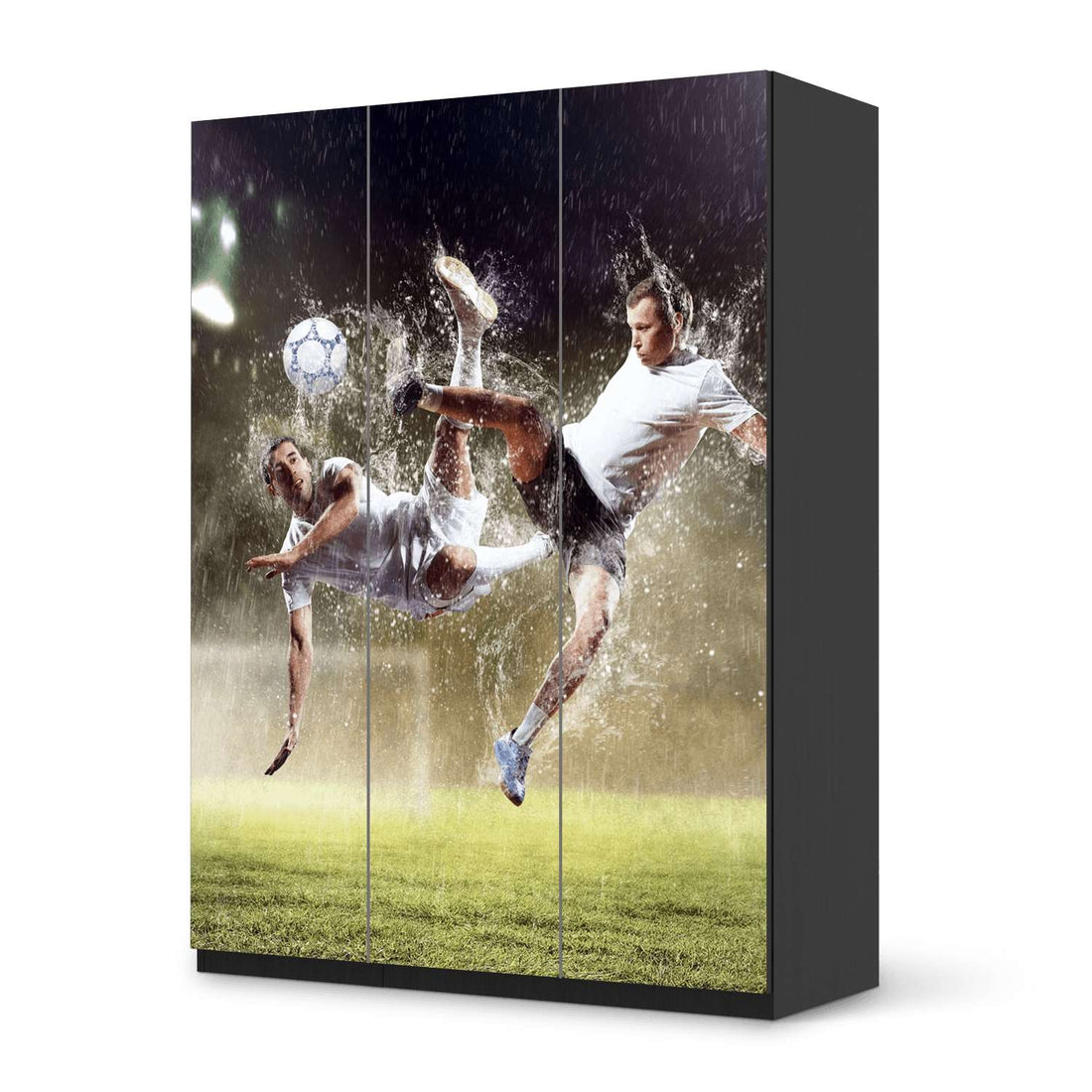 Folie für Möbel Soccer - IKEA Pax Schrank 201 cm Höhe - 3 Türen - schwarz