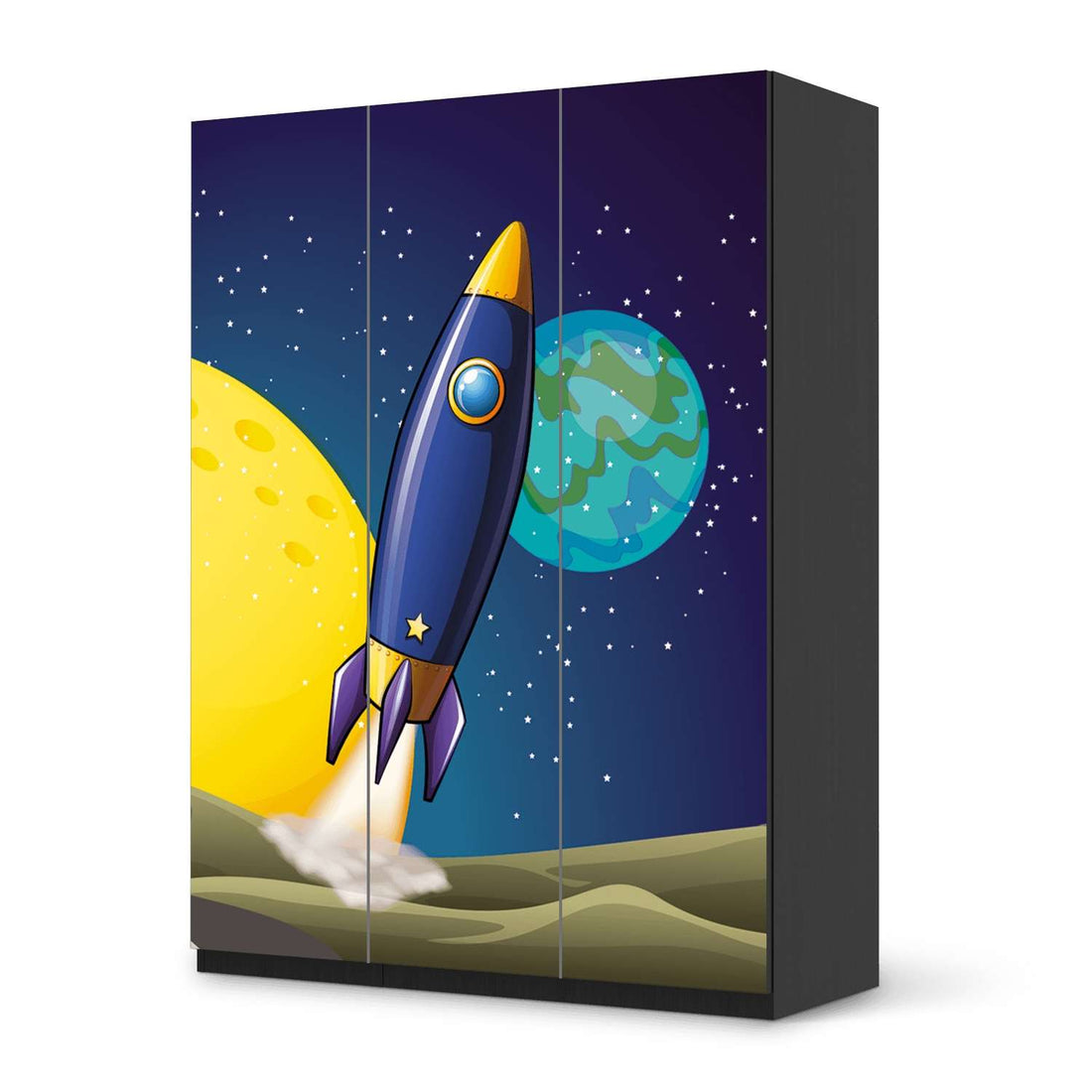 Folie für Möbel Space Rocket - IKEA Pax Schrank 201 cm Höhe - 3 Türen - schwarz