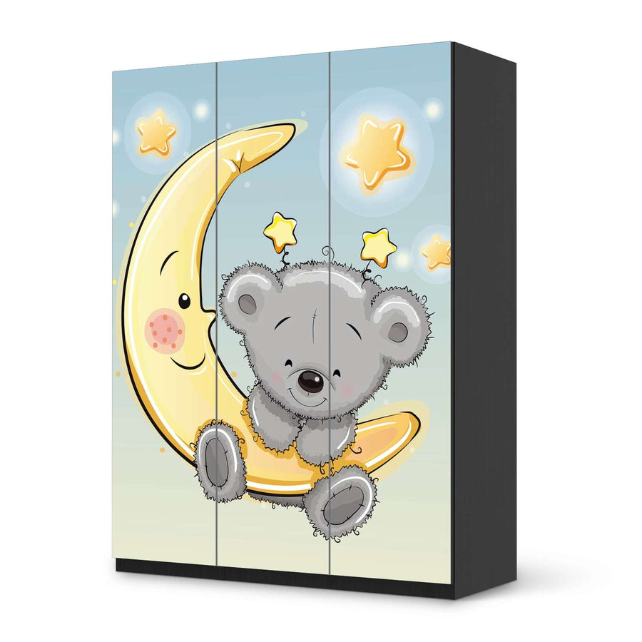 Folie für Möbel Teddy und Mond - IKEA Pax Schrank 201 cm Höhe - 3 Türen - schwarz