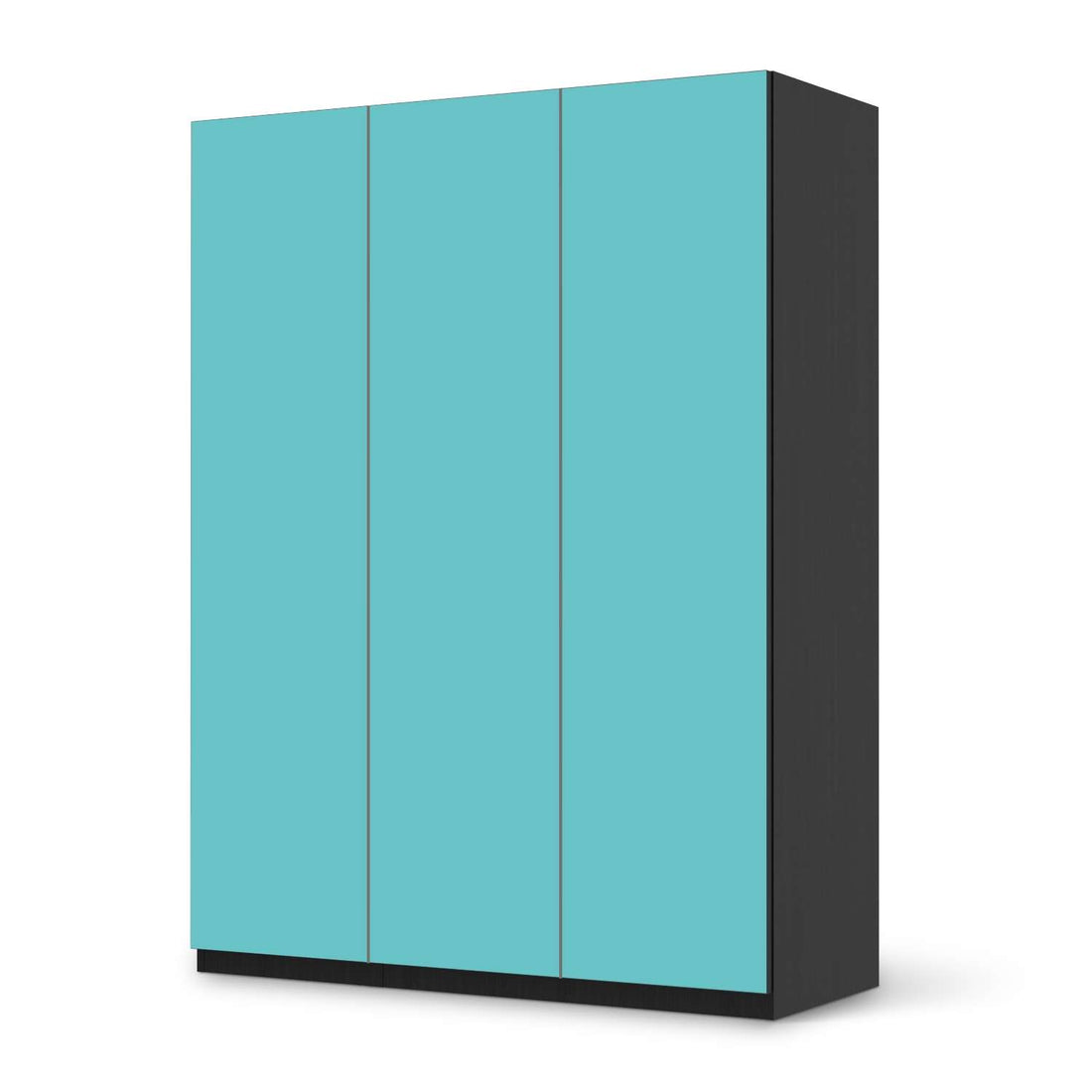 Folie für Möbel Türkisgrün Light - IKEA Pax Schrank 201 cm Höhe - 3 Türen - schwarz
