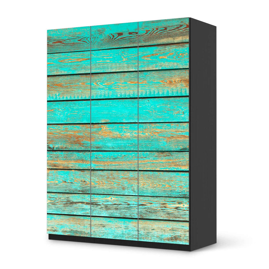 Folie für Möbel Wooden Aqua - IKEA Pax Schrank 201 cm Höhe - 3 Türen - schwarz