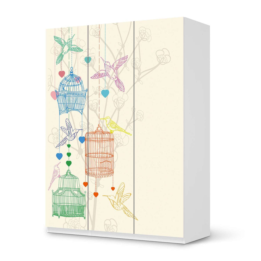 Folie für Möbel Birdcage - IKEA Pax Schrank 201 cm Höhe - 3 Türen - weiss