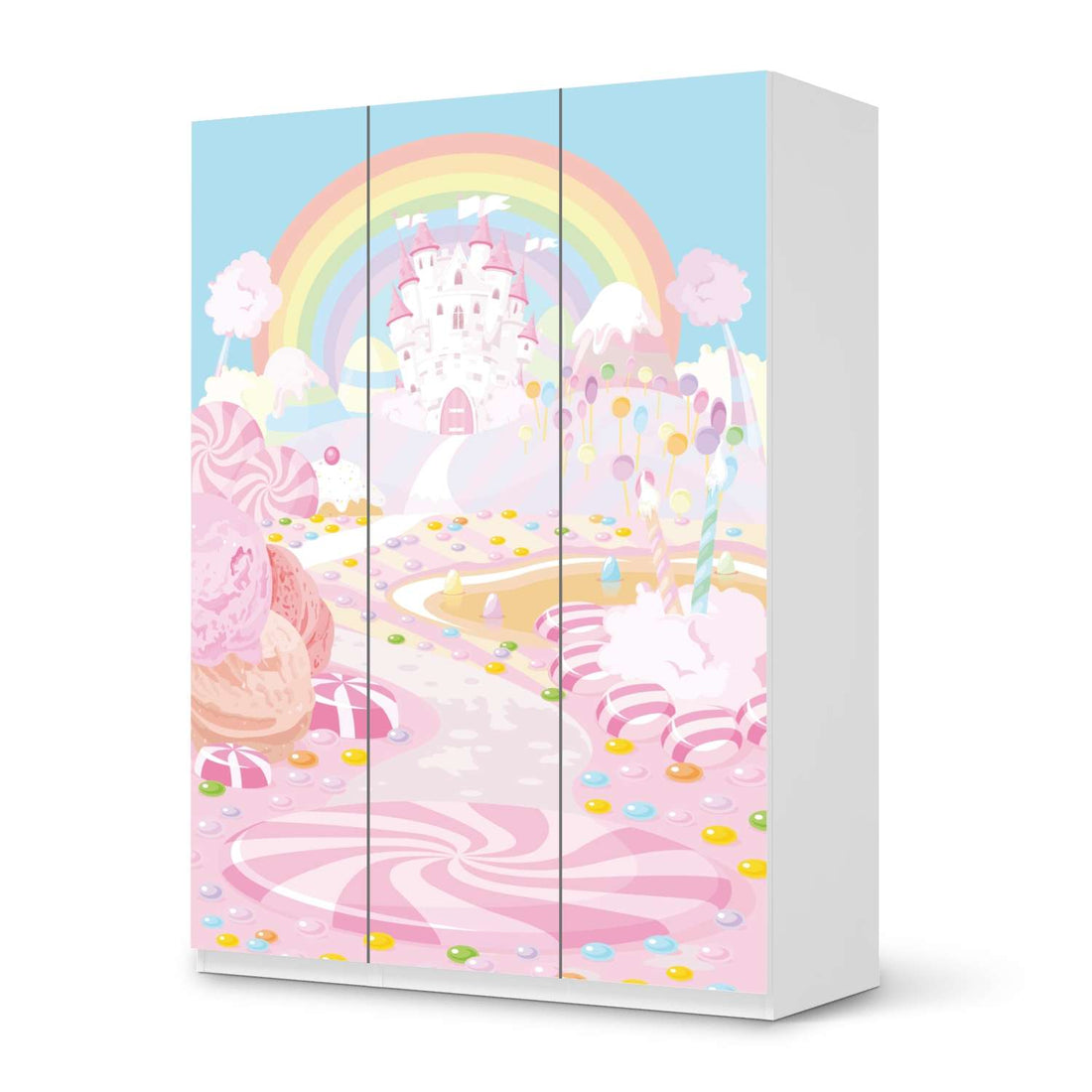 Folie für Möbel Candyland - IKEA Pax Schrank 201 cm Höhe - 3 Türen - weiss