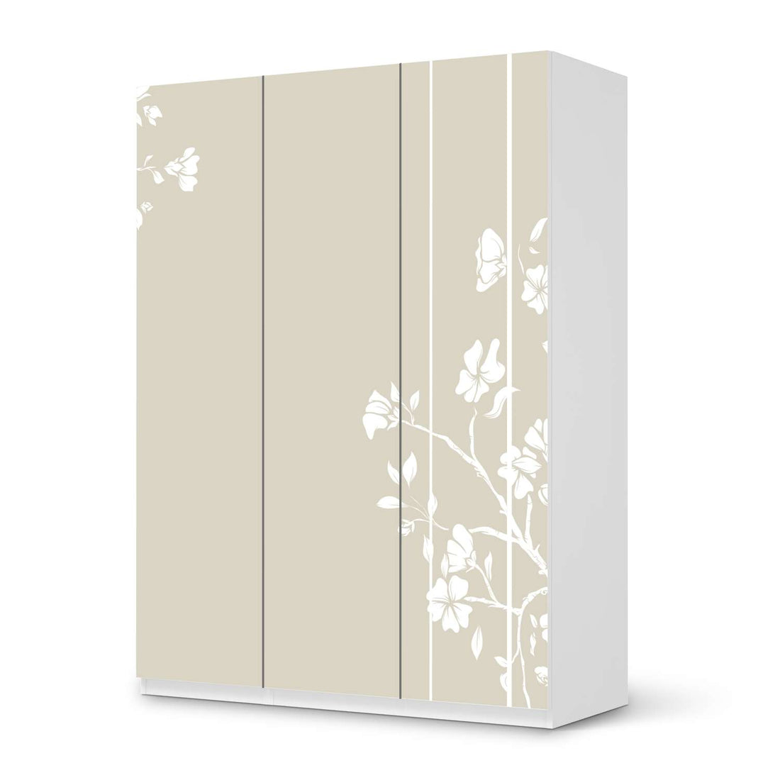 Folie für Möbel Florals Plain 3 - IKEA Pax Schrank 201 cm Höhe - 3 Türen - weiss
