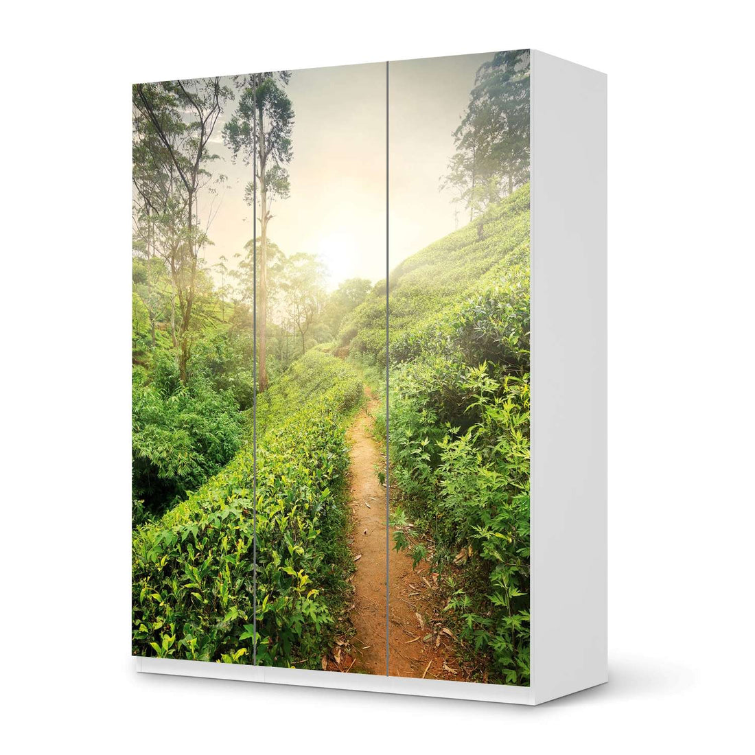 Folie für Möbel Green Tea Fields - IKEA Pax Schrank 201 cm Höhe - 3 Türen - weiss
