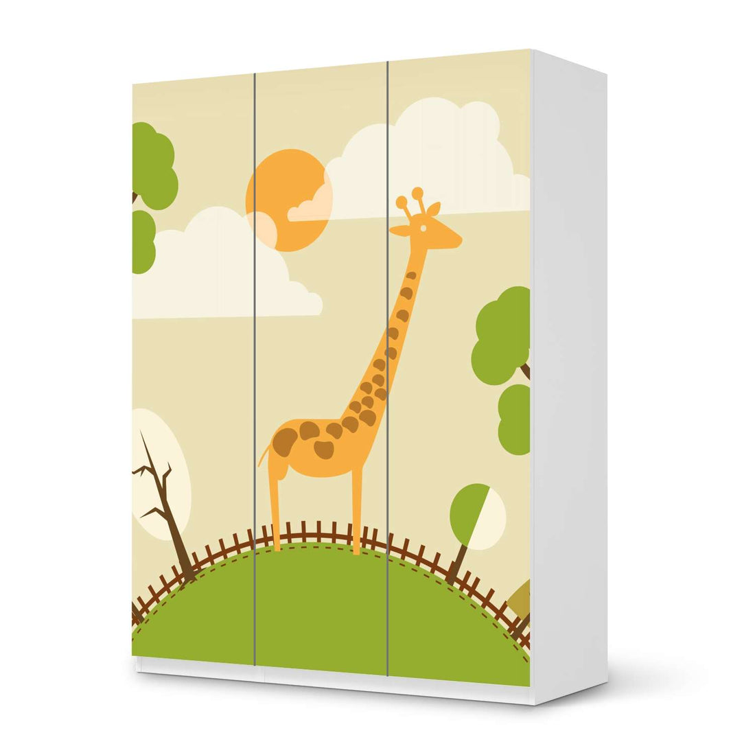 Folie für Möbel Mountain Giraffe - IKEA Pax Schrank 201 cm Höhe - 3 Türen - weiss