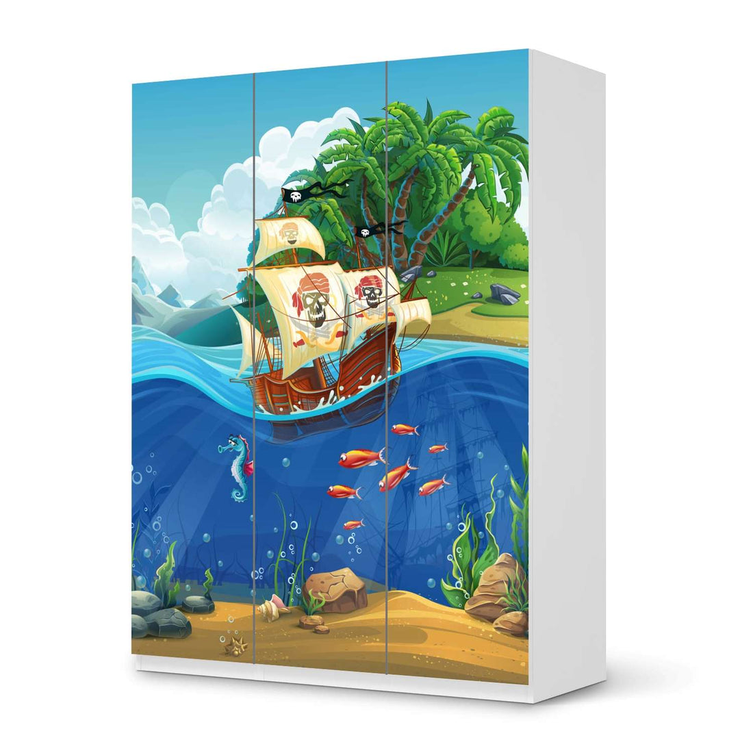 Folie für Möbel Pirates - IKEA Pax Schrank 201 cm Höhe - 3 Türen - weiss